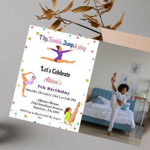 Invitation Gymnastique saut Cartwheel fête d'anniversaire fil