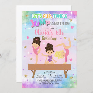 Invitation Gymnastique tonger saut et jouer anniversaire fill