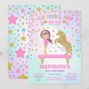 Invitation Gymnastique Unicorne Gymnastique Party