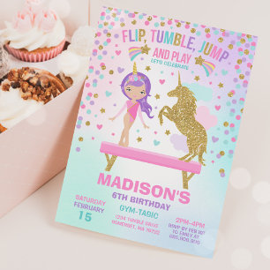 Invitation Gymnastique Unicorne Gymnastique Party