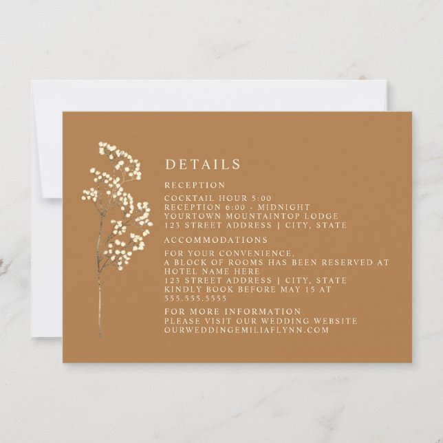 Invitation Gypsophila Botanical Goldenrod Détails du Mariage (Devant)