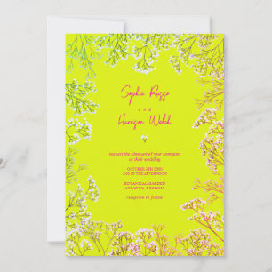 Invitation Gypsophila Neon Yellow Mix et Mariage de correspon