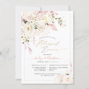 Invitation H2 Blush Hydrangea Crème Dîner de répétition Roses