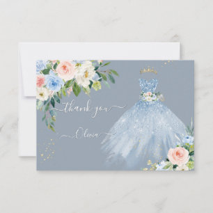 Invitation H2 Rose Bleu Parkling Quinceanera Robe Merci