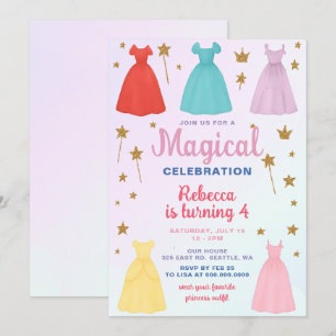 Invitation Habille tenues filles Princess Anniversaire