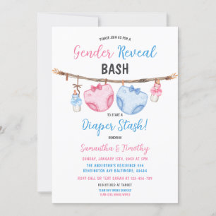 Invitation Habillement de papier de couche Lui ou elle Révéla