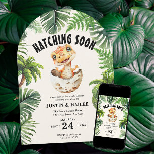 Invitation Hachage modifiable Bientôt Baby shower Dinosaur
