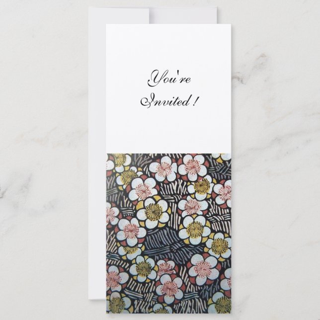 INVITATION HAIKU/ FLEURS DE PRINTEMPS ROSE BLANC NOIR (Devant)