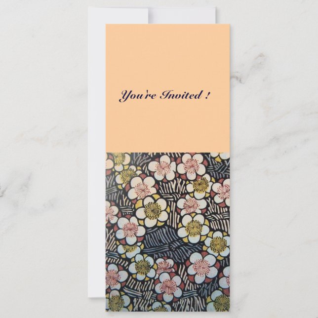 INVITATION HAIKU/ NOIR BLANC JAUNE ROSE FLEURS DE PRINTEMPS (Devant)