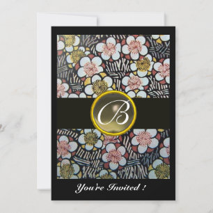 INVITATION HAIKU /SPRING FLEURS GRAY AGATE GEM MONOGRAM