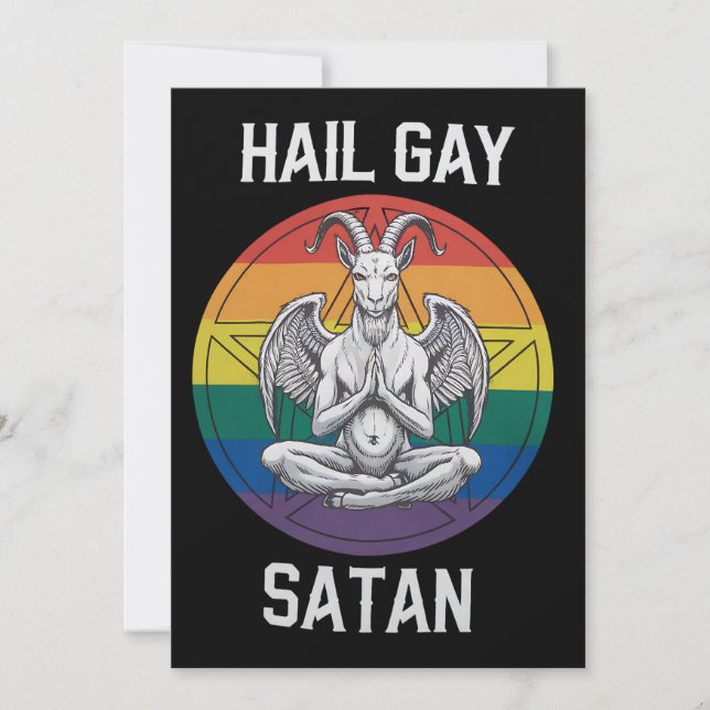 Invitation Hail Gay Satan Funny Goth Gothique Goat LGBTQ (Devant)