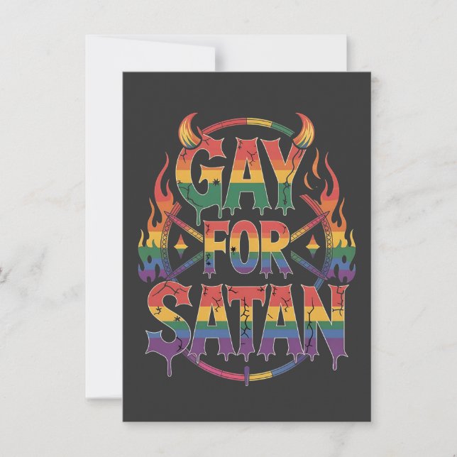 Invitation Hail Gay Satan Rainbow Baphomet Devil Goat LGBTQ (Devant)