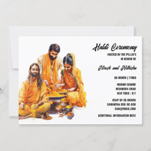 Invitation Haldi cérémonie indienne mariée curcuma mariée mar