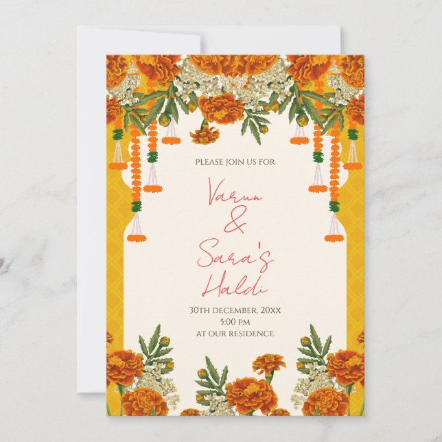 Invitation Haldi de mariage Invitations numériques (Devant)
