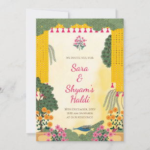 Invitation Haldi   Jardin Floral de Tagète Paon