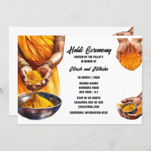 Invitation Haldi mains curcuma mariage indien cérémonie chic