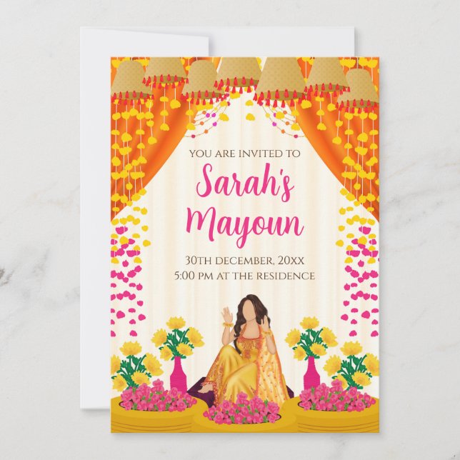 Invitation haldi Mayoun invitations et invitations (Devant)