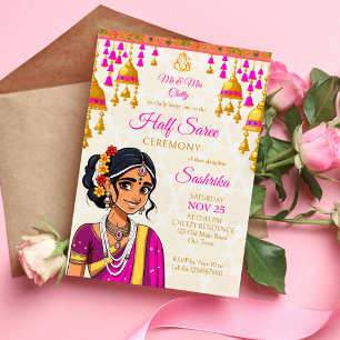Invitation Half Saree cérémonie mignonne fille indienne cloch