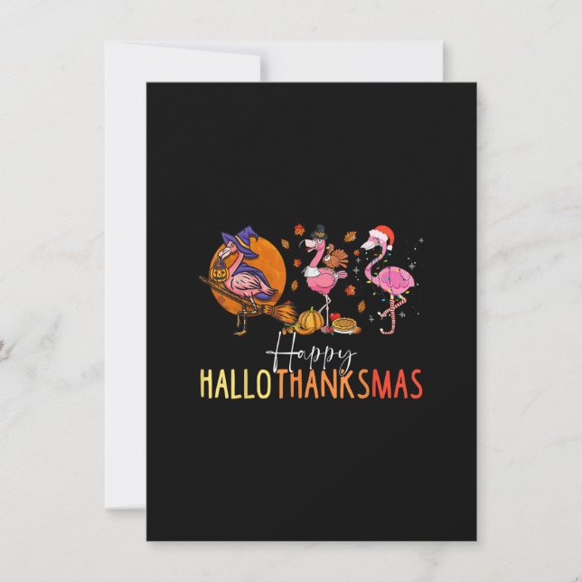 Invitation Hallo ThanksMas Flamant Chapeau De Sorcier Dindon  (Devant)