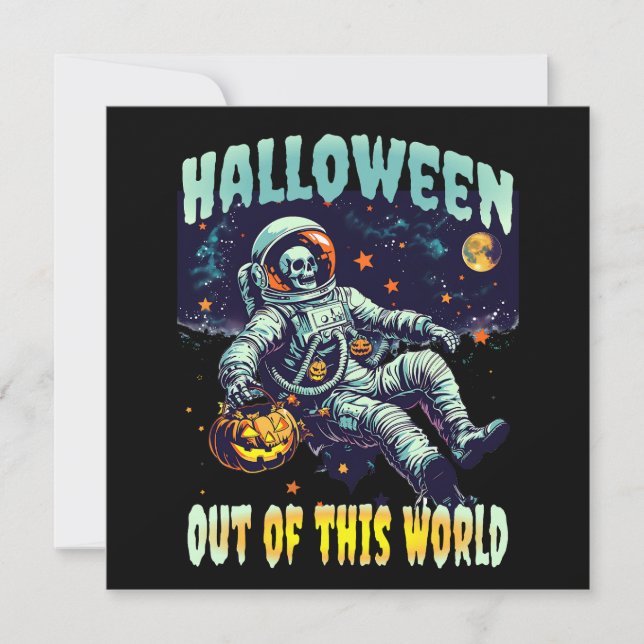 Invitation Halloween 2024, Citrouille astronaute de ce monde (Devant)