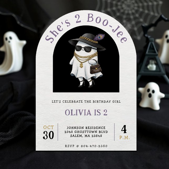 Invitation Halloween 2 Anniversaire Fête Ghost Two Boujee (Halloween 2nd Birthday Party Ghost Two Boujee Invitation
)