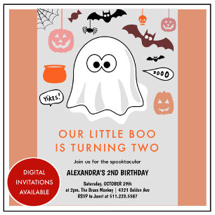 Invitation Halloween 2e anniversaire petit livre spooktacular