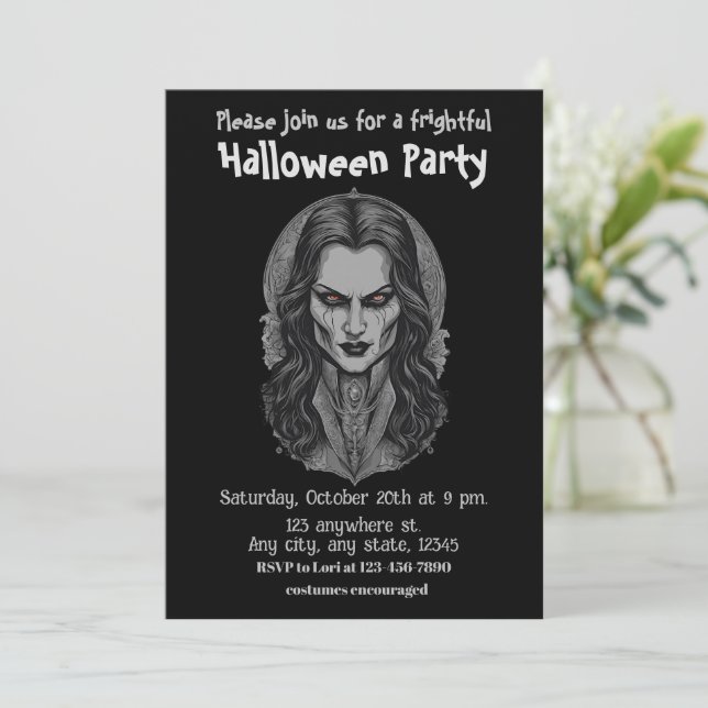 Invitation Halloween, 3 vampires, effrayant, effrayant, (Debout devant)