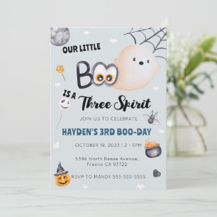 Invitation Halloween 3e anniversaire Boy Boo Trois Esprit