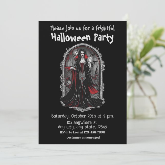Invitation Halloween, 4 vampires, effrayant, effrayant, (Debout devant)