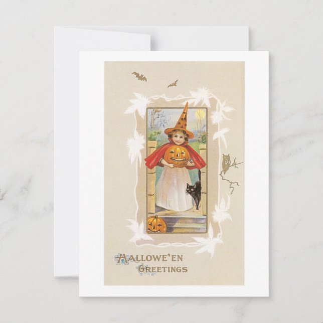Invitation Halloween à l'ancienne, sorcière (Devant)