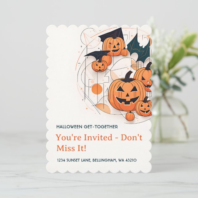 Invitation Halloween Abstrait moderne (Debout devant)