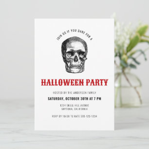 Invitation Halloween adulte moderne costume fête crâne Invita