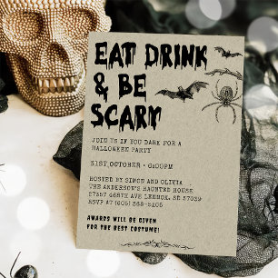 Invitation Halloween adulte vintage Manger, boire et avoir pe