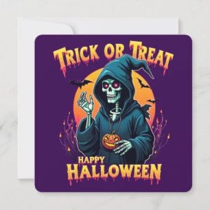 Invitation Halloween Ambiance Effrayante : squelette pour un