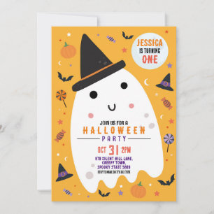 Invitation Halloween Anniversaire Fantôme heureux