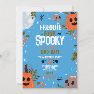 Invitation Halloween Anniversaire FOUR 4th Boys Party Blue