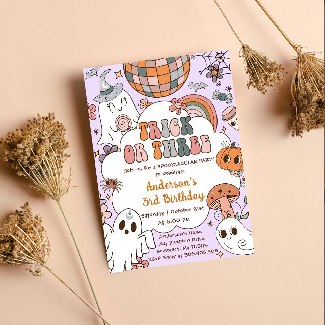 Invitation Halloween Anniversaire Gouls Trois Anniversaire (Créateur téléchargé)