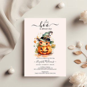 Invitation Halloween Aquarelle Citrouille Petit Boo Baby Show