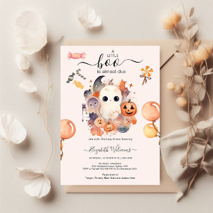 Invitation Halloween Aquarelle Citrouille Petit Boo Baby Show