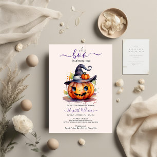 Invitation Halloween Aquarelle Citrouille Petit Boo Baby Show