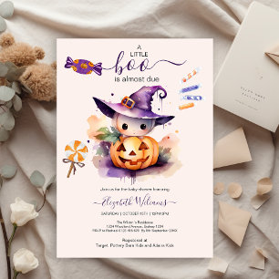 Invitation Halloween Aquarelle Citrouille Petit Boo Baby Show