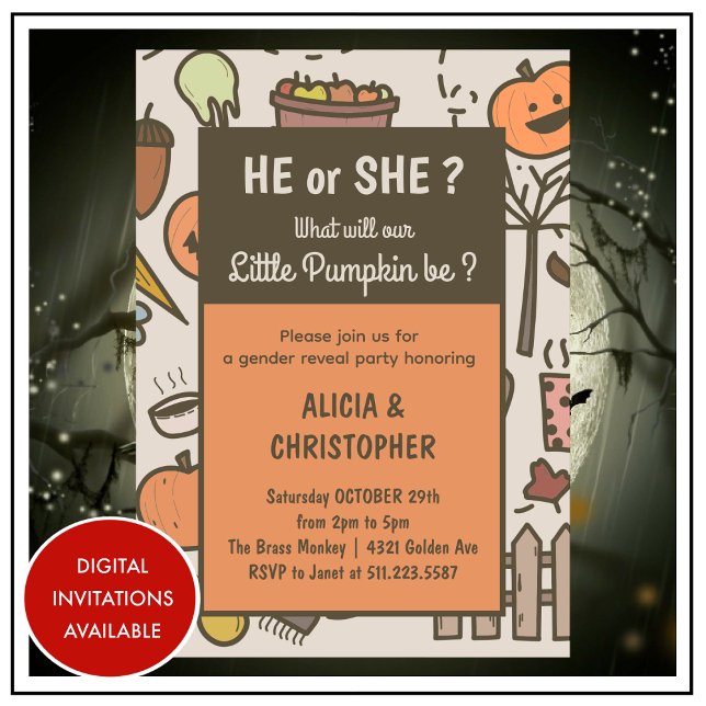Invitation halloween automne SEXE REVET (halloween-fall-GENDER-REVEAL-Invitation-1)