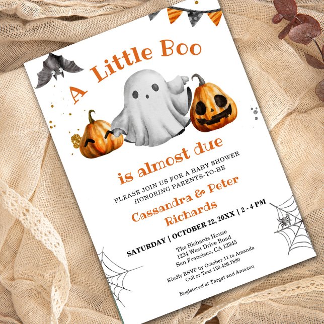 Invitation Halloween Baby Boo Baby shower genre neutre (Créateur téléchargé)