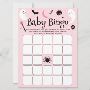 Invitation Halloween Baby Girl Shower Baby Bingo Game Card
