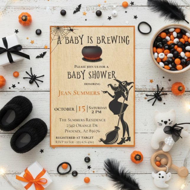 Invitation Halloween Baby prépare une fête de bébé sorcière d (Créateur téléchargé)