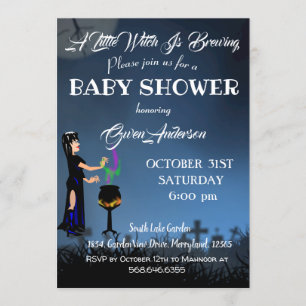 Invitation Halloween Baby shower de la petite sorcière Éffray