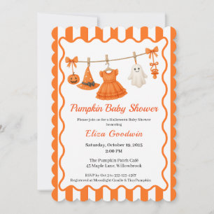 Invitation Halloween Baby shower Girl   Petit Citrouille de s