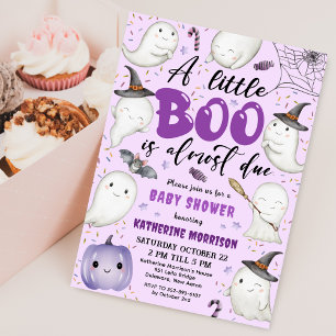 Invitation Halloween Baby shower Girl Purple Little Boo Ghost
