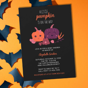 Invitation Halloween Baby shower petit Citrouille noir