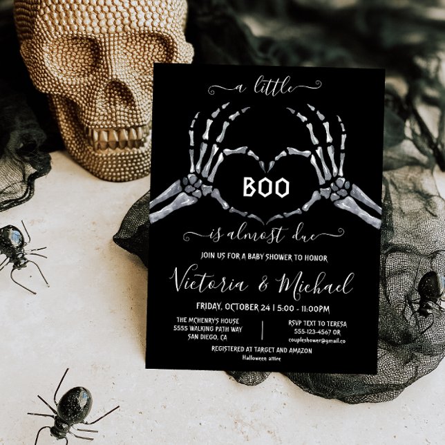 Invitation Halloween Baby shower Skeleton coeur Little Boo In (Créateur téléchargé)